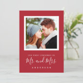 Onze eerste Kerstmis als Mr & Mrs Card voor nieuwi Save The Date (Staand voorkant)