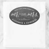 Onze eerste Kerstmis als Mr & Mrs Chalkboard Weddi Ovale Sticker (Tas)