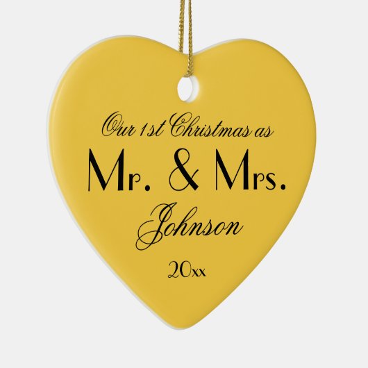 Onze eerste Kerstmis als Mr & Mrs Chic Keepomwille Keramisch Ornament (Rechts)