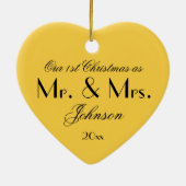 Onze eerste Kerstmis als Mr & Mrs Chic Keepomwille Keramisch Ornament (Achterkant)