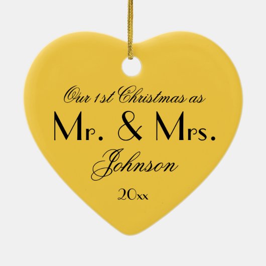 Onze eerste Kerstmis als Mr & Mrs Chic Keepomwille Keramisch Ornament (Achterkant)