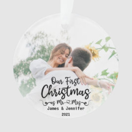 Onze eerste Kerstmis als Mr & Mrs Custom 2 Foto Ornament