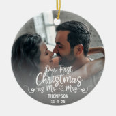 Onze eerste Kerstmis als Mr & Mrs Custom Foto Keramisch Ornament (Voorkant)