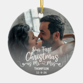 Onze eerste Kerstmis als Mr & Mrs Custom Foto Keramisch Ornament