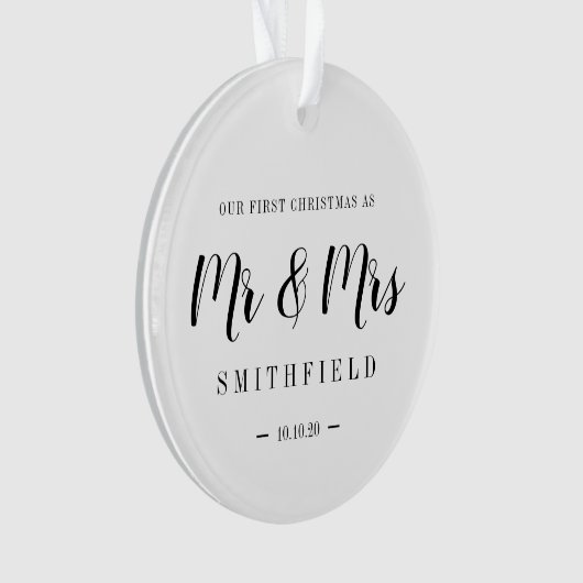 Onze eerste Kerstmis als Mr & Mrs Custom Wedding Ornament (voorkant)