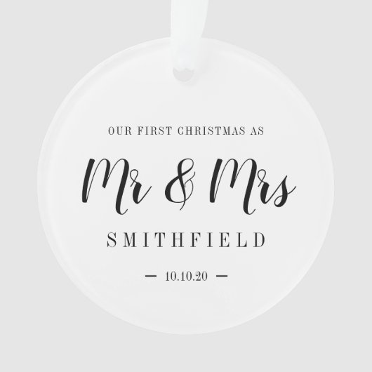 Onze eerste Kerstmis als Mr & Mrs Custom Wedding Ornament (voorkant)