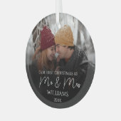 Onze eerste Kerstmis als Mr & Mrs Elegant Foto Glas Ornament (Voorkant links)