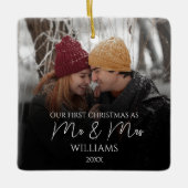 Onze eerste Kerstmis als Mr & Mrs Elegant Foto Keramisch Ornament (Voorkant)