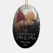 Onze eerste Kerstmis als Mr & Mrs Elegant Foto Keramisch Ornament (Links)
