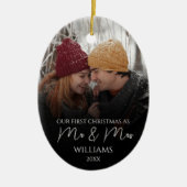 Onze eerste Kerstmis als Mr & Mrs Elegant Foto Keramisch Ornament (Voorkant)