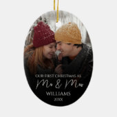 Onze eerste Kerstmis als Mr & Mrs Elegant Foto Keramisch Ornament (Achterkant)