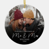Onze eerste Kerstmis als Mr & Mrs Elegant Foto Keramisch Ornament (Voorkant)