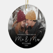 Onze eerste Kerstmis als Mr & Mrs Elegant Foto Keramisch Ornament (Links)