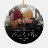 Onze eerste Kerstmis als Mr & Mrs Elegant Foto Keramisch Ornament (Achterkant)
