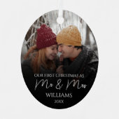 Onze eerste Kerstmis als Mr & Mrs Elegant Foto Metalen Ornament (Voorkant)