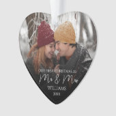 Onze eerste Kerstmis als Mr & Mrs Elegant Foto Ornament (voorkant)