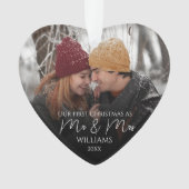 Onze eerste Kerstmis als Mr & Mrs Elegant Foto Ornament (voorkant)