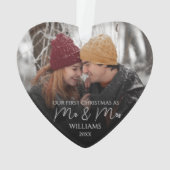 Onze eerste Kerstmis als Mr & Mrs Elegant Foto Ornament (achterkant)