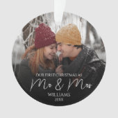 Onze eerste Kerstmis als Mr & Mrs Elegant Foto Ornament (voorkant)