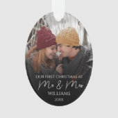 Onze eerste Kerstmis als Mr & Mrs Elegant Foto Ornament (voorkant)
