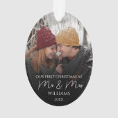 Onze eerste Kerstmis als Mr & Mrs Elegant Foto Ornament (achterkant)