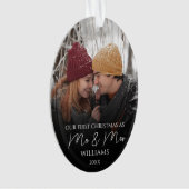 Onze eerste Kerstmis als Mr & Mrs Elegant Foto Ornament (voorkant)