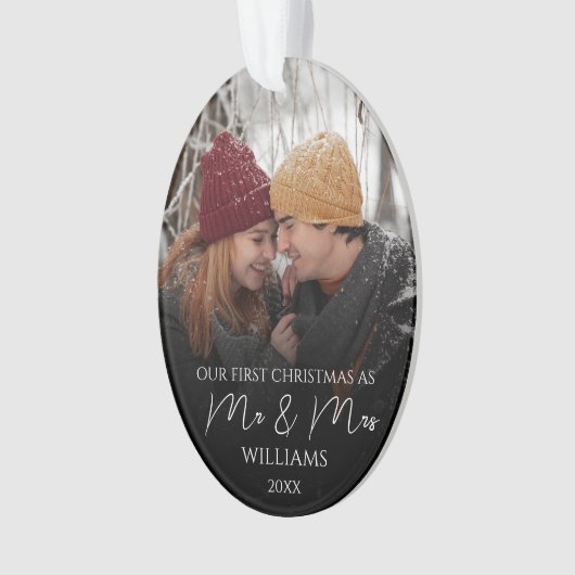 Onze eerste Kerstmis als Mr & Mrs Elegant Foto Ornament (voorkant)