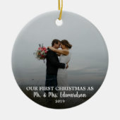 Onze eerste Kerstmis als Mr & Mrs Foto Keramisch Ornament (Voorkant)