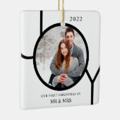 Onze eerste Kerstmis als Mr & Mrs Foto Keramisch Ornament (Rechts)
