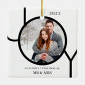 Onze eerste Kerstmis als Mr & Mrs Foto Keramisch Ornament (Achterkant)