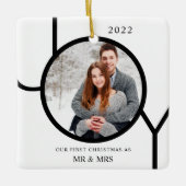 Onze eerste Kerstmis als Mr & Mrs Foto Keramisch Ornament (Voorkant)