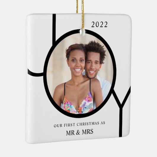 Onze eerste Kerstmis als Mr & Mrs Foto Keramisch Ornament (Rechts)