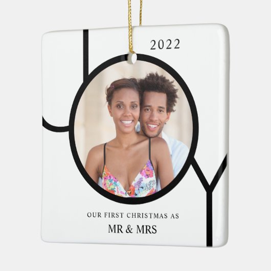 Onze eerste Kerstmis als Mr & Mrs Foto Keramisch Ornament (Links)