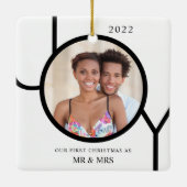Onze eerste Kerstmis als Mr & Mrs Foto Keramisch Ornament (Achterkant)