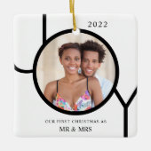 Onze eerste Kerstmis als Mr & Mrs Foto Keramisch Ornament (Voorkant)