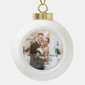 Onze eerste Kerstmis als Mr & Mrs Foto Keramische Bal Ornament (Voorkant)
