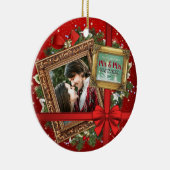 Onze eerste Kerstmis als Mr & Mrs Gold Lijst Foto Keramisch Ornament (Rechts)