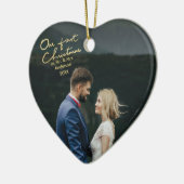 Onze eerste Kerstmis als Mr & Mrs Heart Keepomwill Keramisch Ornament (Links)