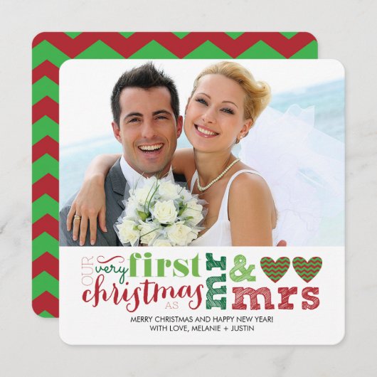 Onze eerste Kerstmis als Mr & Mrs Holiday Card Feestdagenkaart (Voorkant / Achterkant)