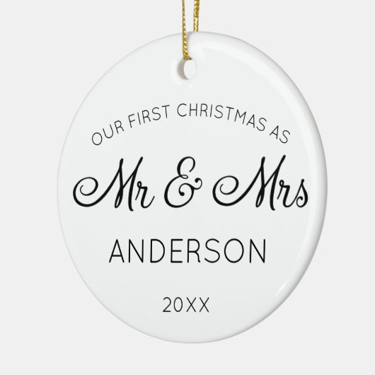 Onze eerste Kerstmis als Mr & Mrs Holiday Christma Keramisch Ornament (Links)
