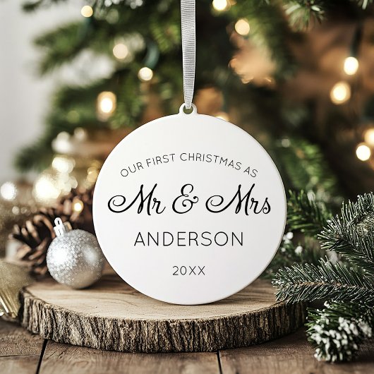 Onze eerste Kerstmis als Mr & Mrs Holiday Christma Keramisch Ornament