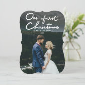 Onze eerste Kerstmis als Mr. & Mrs. | Holiday-foto Feestdagenkaart (Staand voorkant)