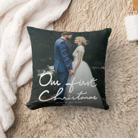 Onze eerste Kerstmis als Mr. & Mrs. | Holiday-foto Kussen (Deken)