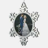 Onze eerste Kerstmis als Mr. & Mrs Keepomwille Pho Tin Sneeuwvlok Ornament (Rechts)