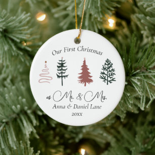 Onze eerste Kerstmis als Mr & Mrs Keepsake Custom Keramisch Ornament