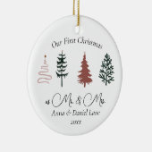 Onze eerste Kerstmis als Mr & Mrs Keepsake Custom Keramisch Ornament (Rechts)