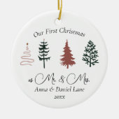 Onze eerste Kerstmis als Mr & Mrs Keepsake Custom Keramisch Ornament (Voorkant)