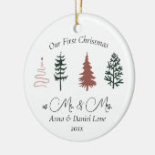 Onze eerste Kerstmis als Mr & Mrs Keepsake Custom Keramisch Ornament (Links)