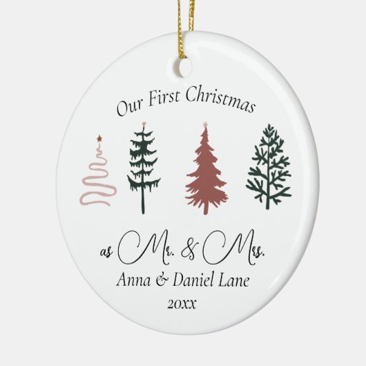 Onze eerste Kerstmis als Mr & Mrs Keepsake Custom Keramisch Ornament (Links)