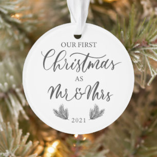 Onze eerste Kerstmis als Mr. & Mrs. met foto Ornament